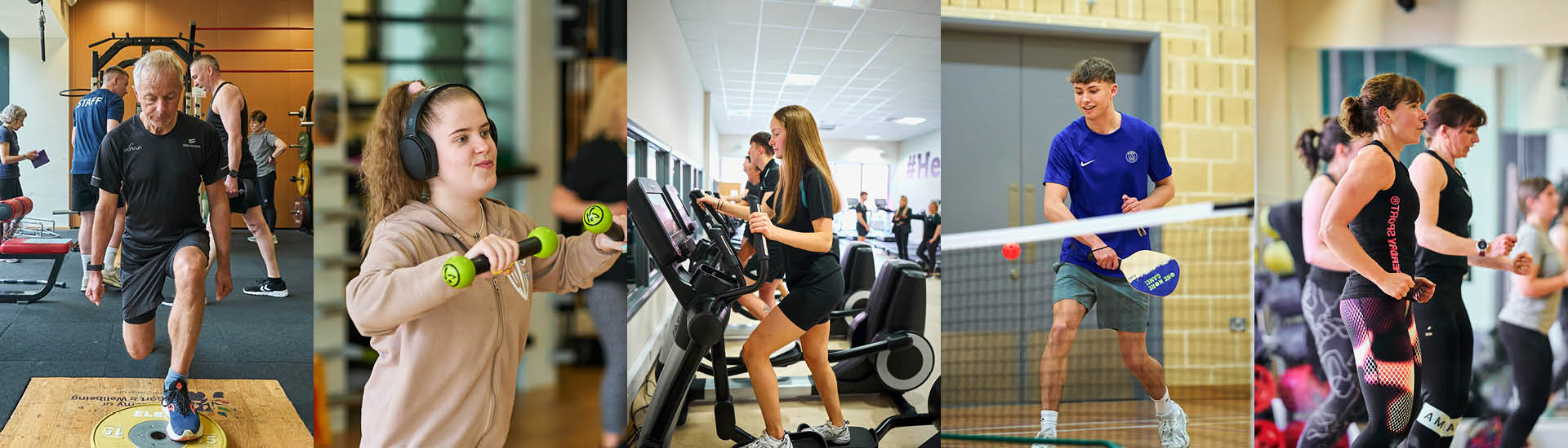 various people using the gym and fitness facilities and equipment