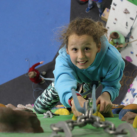 young climber on wall