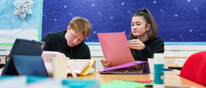 early years students in class