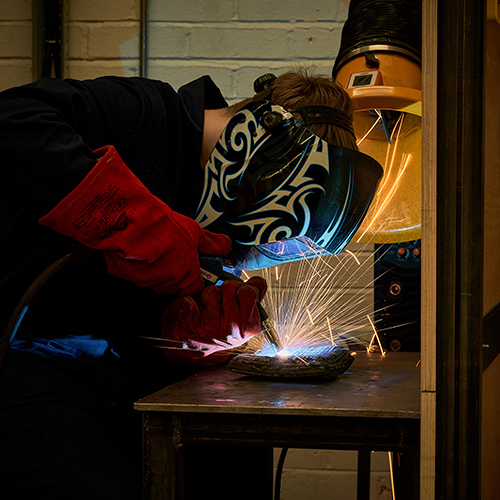 student welding