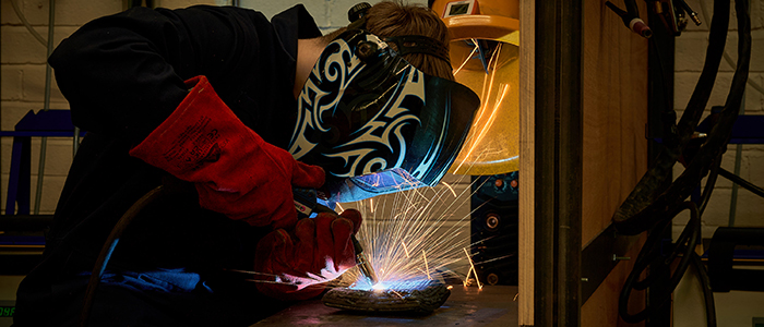 student welding