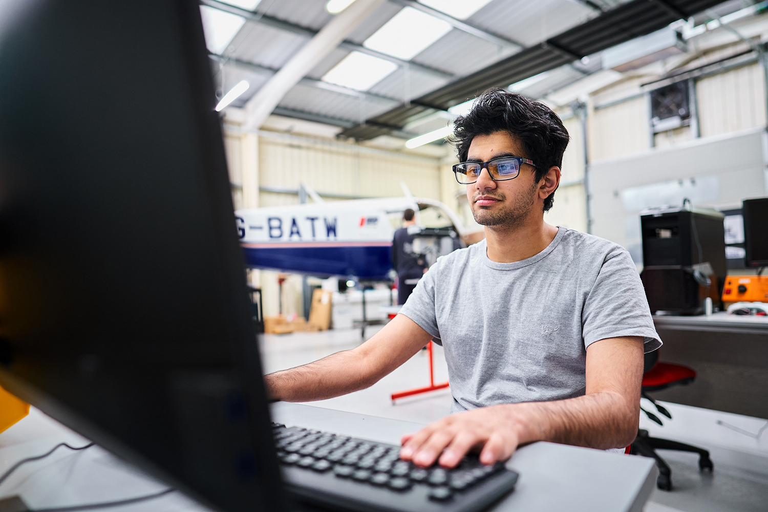 student on computer