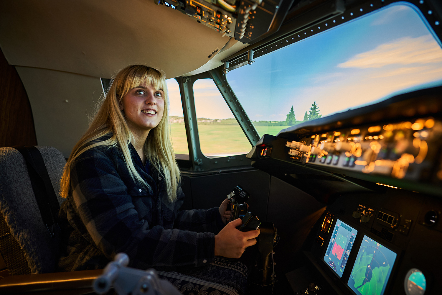 student in the simulator