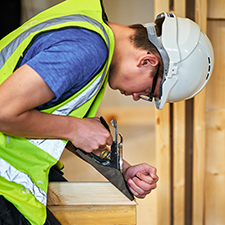 student in the wood workshop