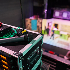 microphone sitting on a stage box